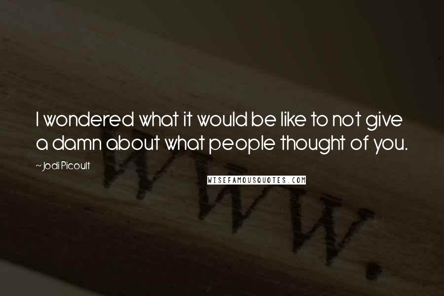 Jodi Picoult Quotes: I wondered what it would be like to not give a damn about what people thought of you.