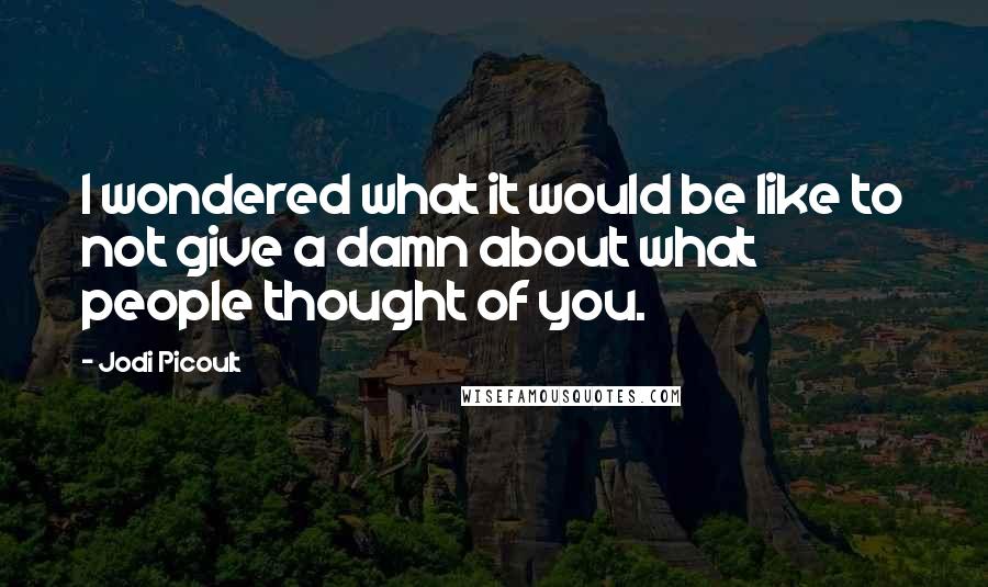 Jodi Picoult Quotes: I wondered what it would be like to not give a damn about what people thought of you.