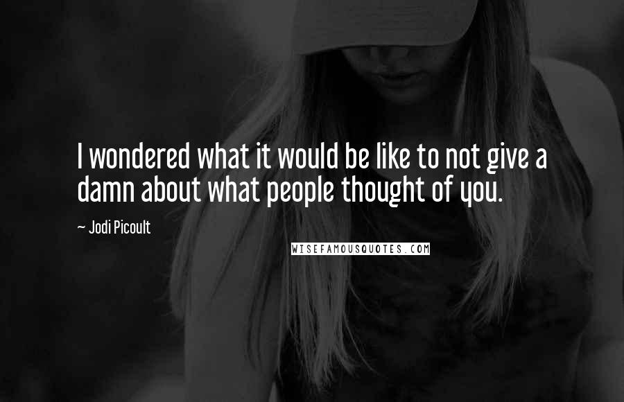 Jodi Picoult Quotes: I wondered what it would be like to not give a damn about what people thought of you.