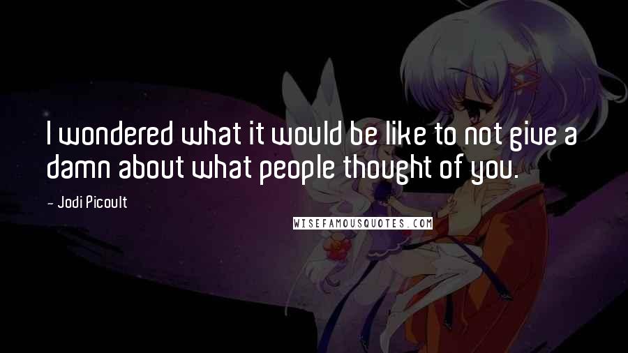 Jodi Picoult Quotes: I wondered what it would be like to not give a damn about what people thought of you.