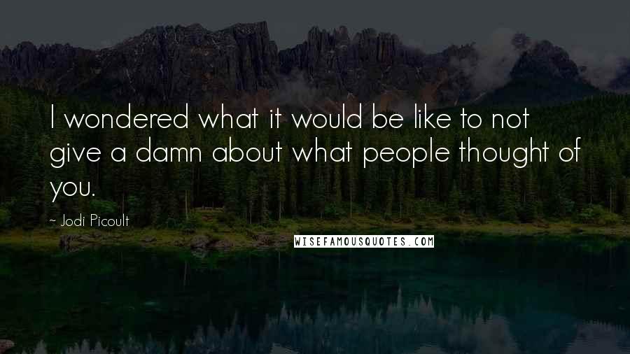 Jodi Picoult Quotes: I wondered what it would be like to not give a damn about what people thought of you.