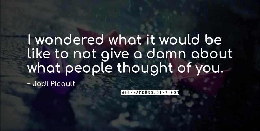 Jodi Picoult Quotes: I wondered what it would be like to not give a damn about what people thought of you.