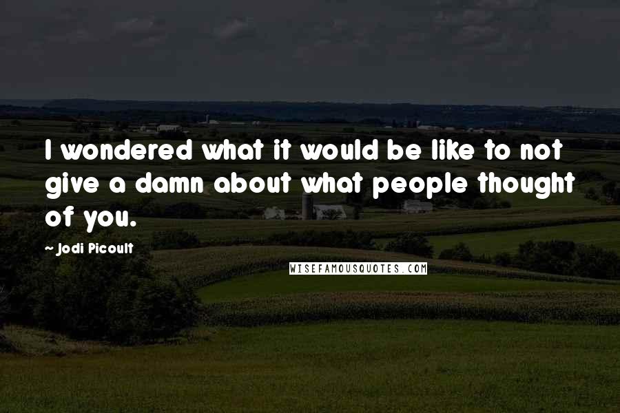 Jodi Picoult Quotes: I wondered what it would be like to not give a damn about what people thought of you.