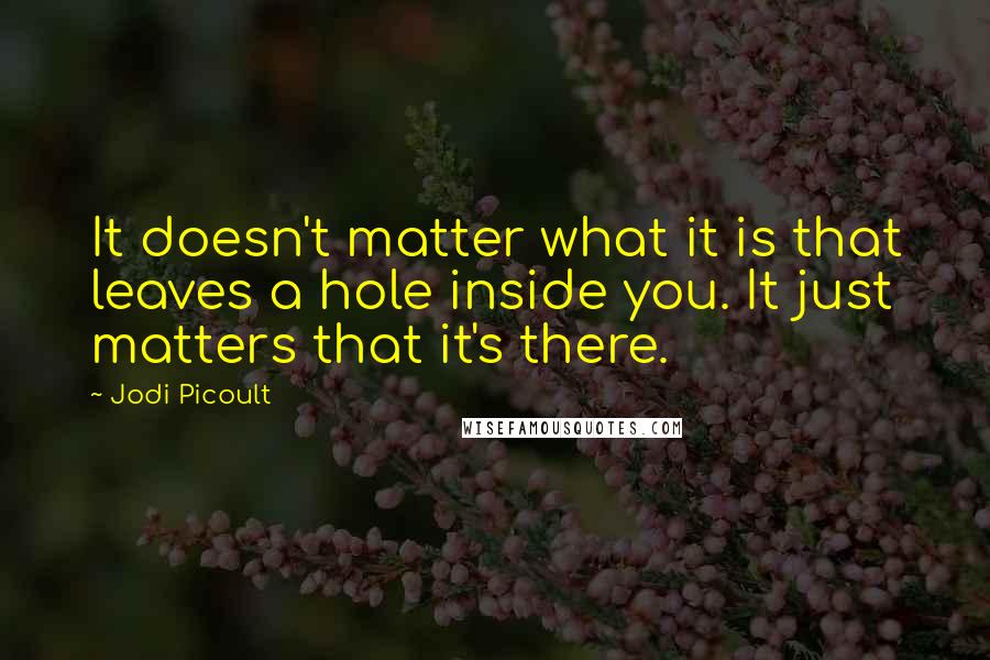 Jodi Picoult Quotes: It doesn't matter what it is that leaves a hole inside you. It just matters that it's there.