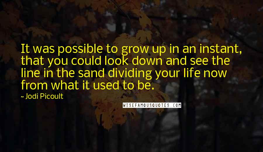 Jodi Picoult Quotes: It was possible to grow up in an instant, that you could look down and see the line in the sand dividing your life now from what it used to be.