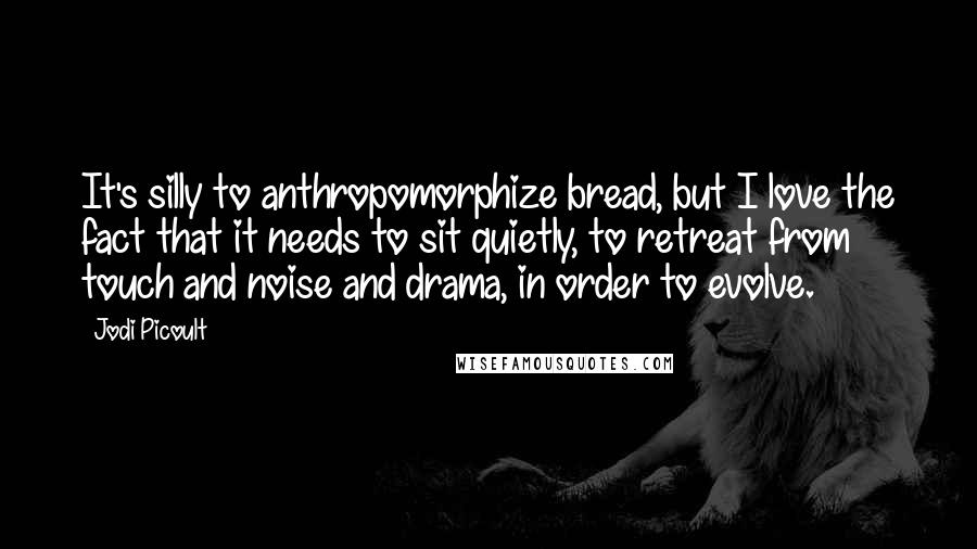 Jodi Picoult Quotes: It's silly to anthropomorphize bread, but I love the fact that it needs to sit quietly, to retreat from touch and noise and drama, in order to evolve.