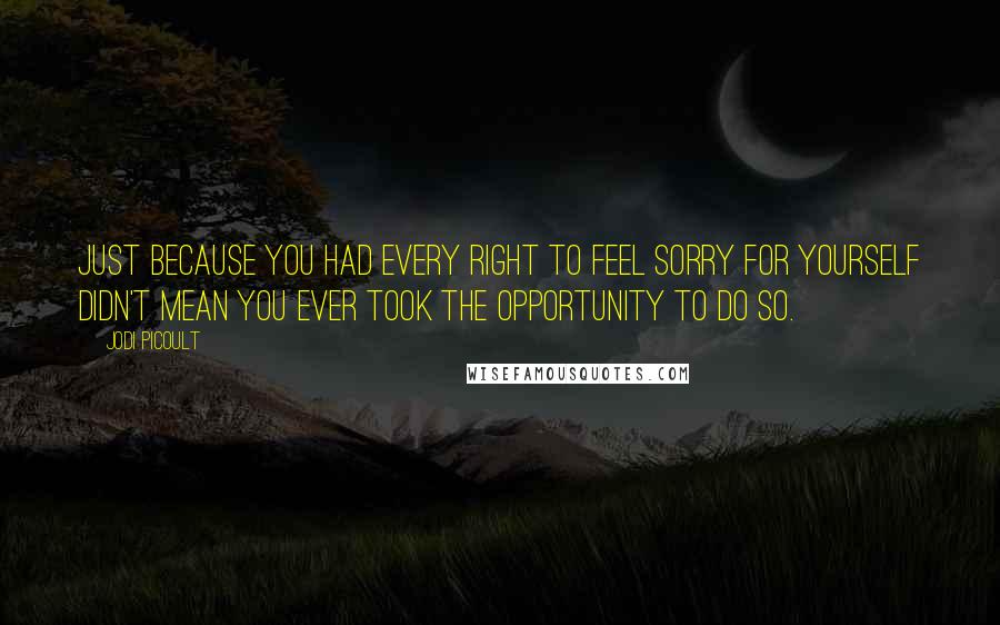 Jodi Picoult Quotes: Just because you had every right to feel sorry for yourself didn't mean you ever took the opportunity to do so.