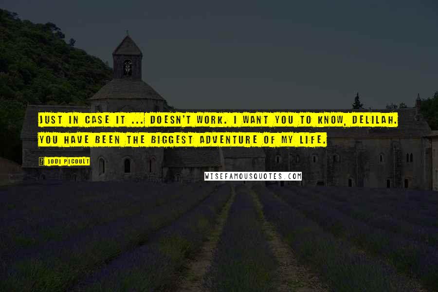 Jodi Picoult Quotes: Just in case it ... doesn't work. I want you to know, Delilah. You have been the biggest adventure of my life.