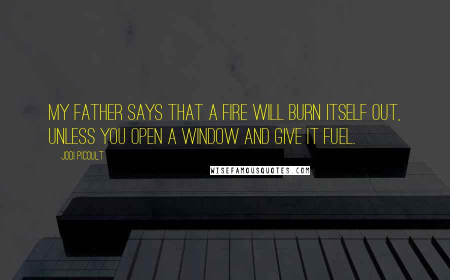 Jodi Picoult Quotes: My father says that a fire will burn itself out, unless you open a window and give it fuel.