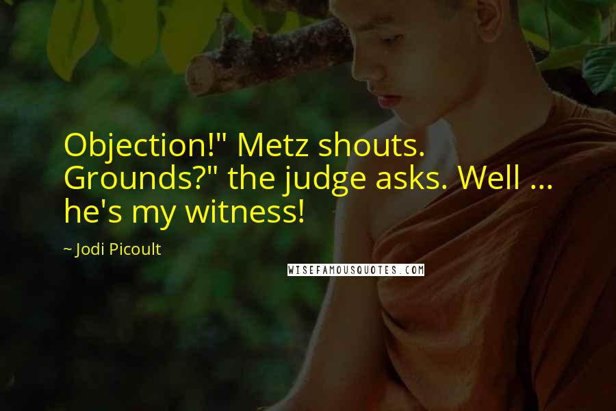 Jodi Picoult Quotes: Objection!" Metz shouts. Grounds?" the judge asks. Well ... he's my witness!