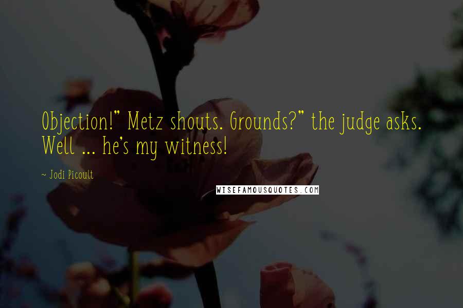 Jodi Picoult Quotes: Objection!" Metz shouts. Grounds?" the judge asks. Well ... he's my witness!