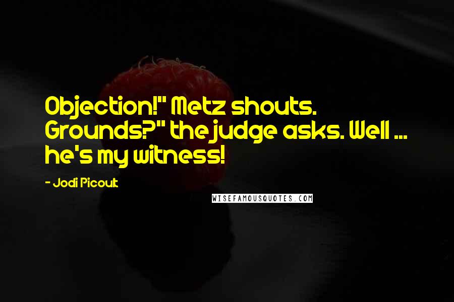 Jodi Picoult Quotes: Objection!" Metz shouts. Grounds?" the judge asks. Well ... he's my witness!