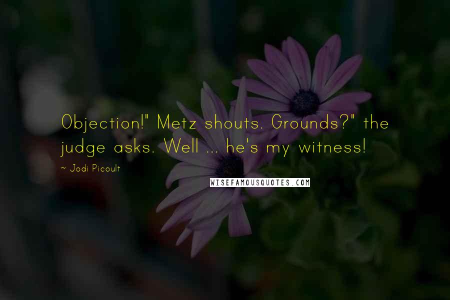 Jodi Picoult Quotes: Objection!" Metz shouts. Grounds?" the judge asks. Well ... he's my witness!