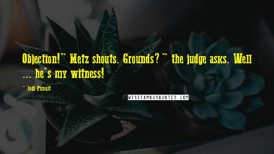 Jodi Picoult Quotes: Objection!" Metz shouts. Grounds?" the judge asks. Well ... he's my witness!