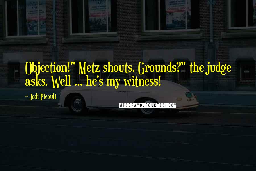 Jodi Picoult Quotes: Objection!" Metz shouts. Grounds?" the judge asks. Well ... he's my witness!