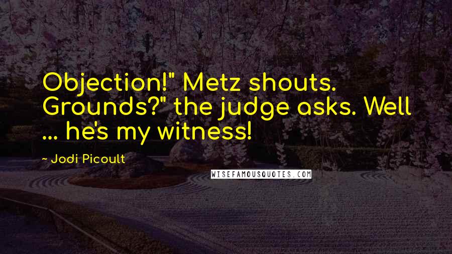 Jodi Picoult Quotes: Objection!" Metz shouts. Grounds?" the judge asks. Well ... he's my witness!