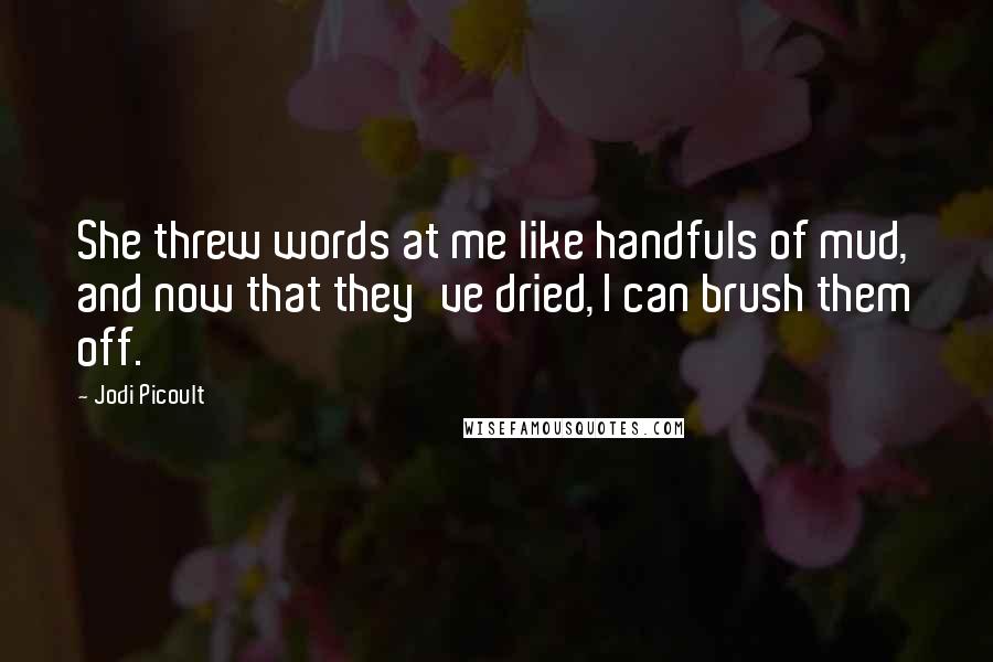 Jodi Picoult Quotes: She threw words at me like handfuls of mud, and now that they've dried, I can brush them off.