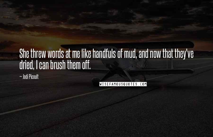 Jodi Picoult Quotes: She threw words at me like handfuls of mud, and now that they've dried, I can brush them off.