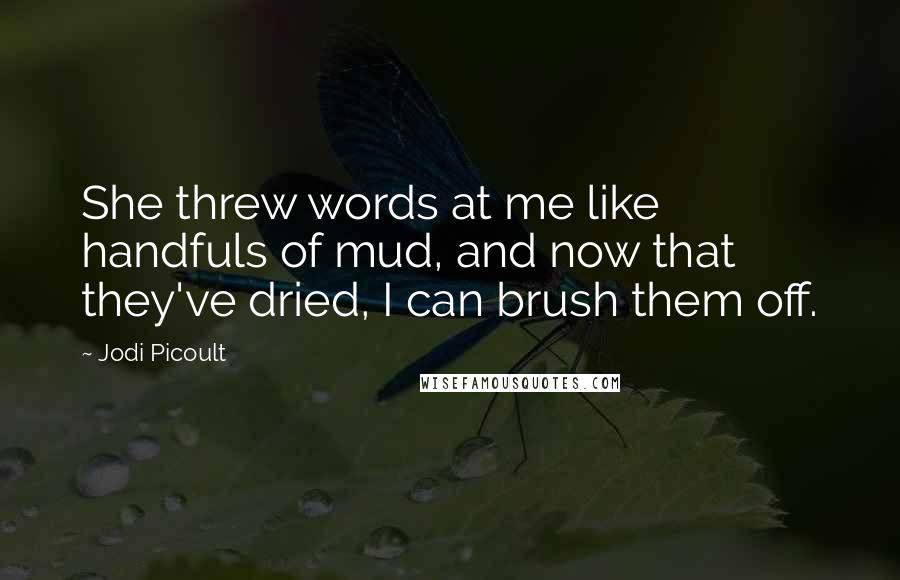 Jodi Picoult Quotes: She threw words at me like handfuls of mud, and now that they've dried, I can brush them off.