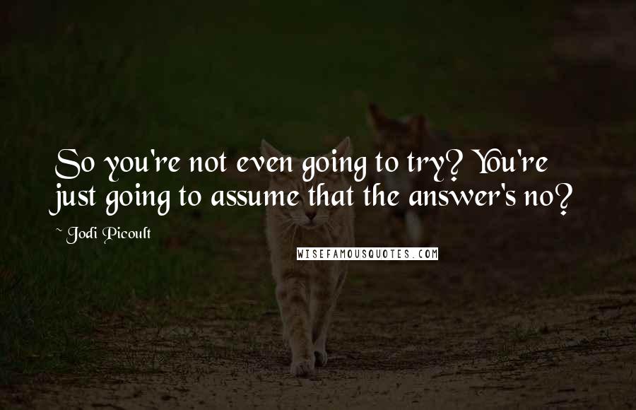 Jodi Picoult Quotes: So you're not even going to try? You're just going to assume that the answer's no?