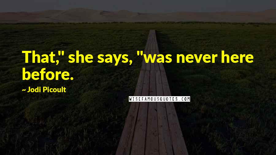 Jodi Picoult Quotes: That," she says, "was never here before.