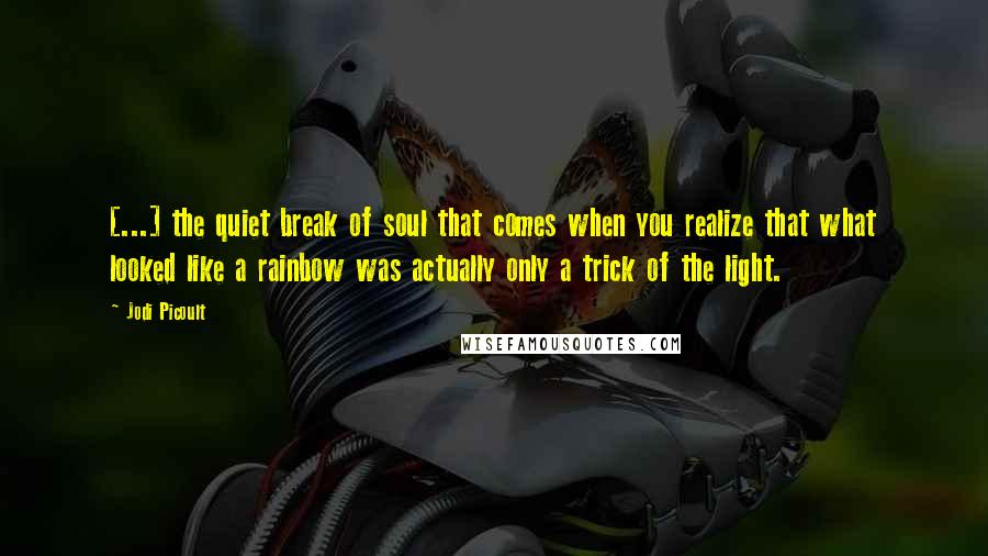 Jodi Picoult Quotes: [...] the quiet break of soul that comes when you realize that what looked like a rainbow was actually only a trick of the light.