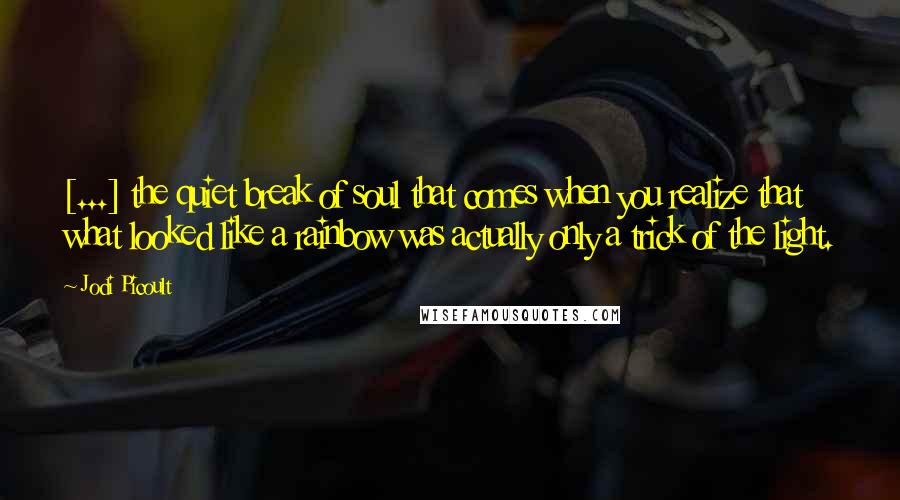 Jodi Picoult Quotes: [...] the quiet break of soul that comes when you realize that what looked like a rainbow was actually only a trick of the light.