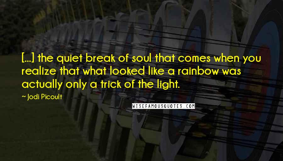 Jodi Picoult Quotes: [...] the quiet break of soul that comes when you realize that what looked like a rainbow was actually only a trick of the light.