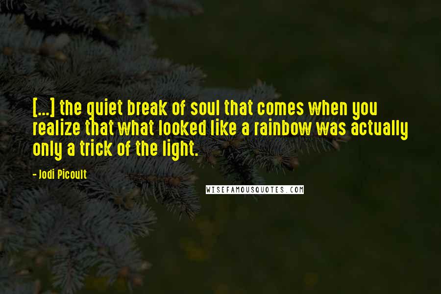 Jodi Picoult Quotes: [...] the quiet break of soul that comes when you realize that what looked like a rainbow was actually only a trick of the light.