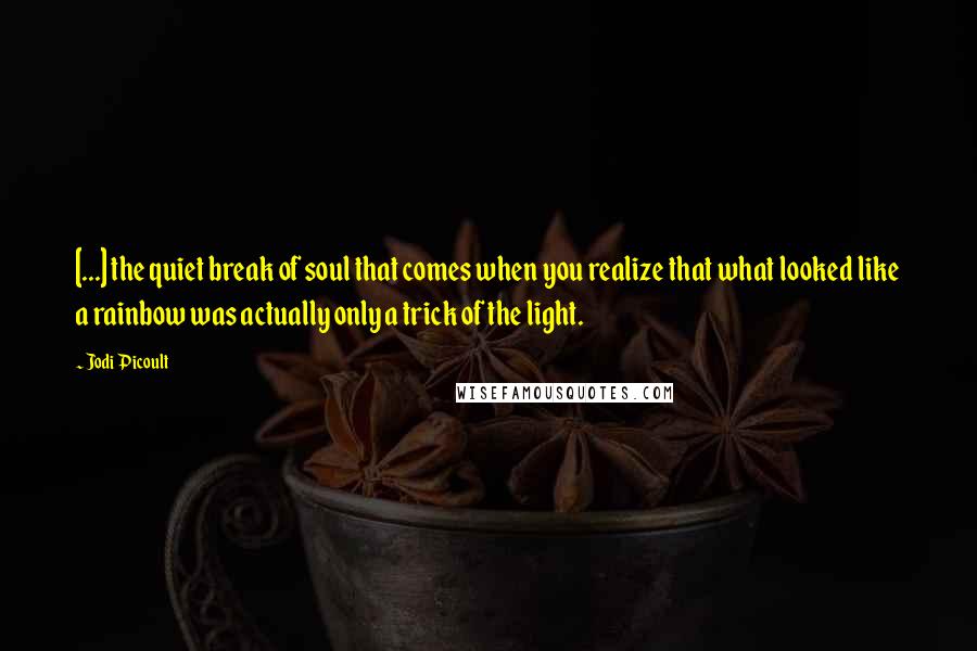 Jodi Picoult Quotes: [...] the quiet break of soul that comes when you realize that what looked like a rainbow was actually only a trick of the light.