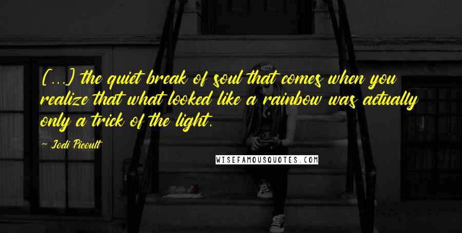 Jodi Picoult Quotes: [...] the quiet break of soul that comes when you realize that what looked like a rainbow was actually only a trick of the light.