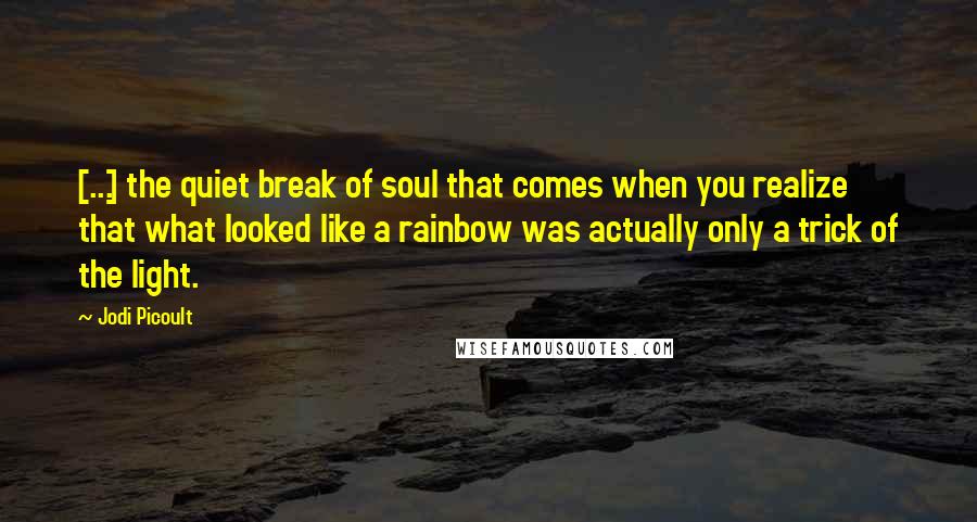 Jodi Picoult Quotes: [...] the quiet break of soul that comes when you realize that what looked like a rainbow was actually only a trick of the light.