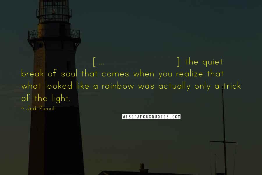 Jodi Picoult Quotes: [...] the quiet break of soul that comes when you realize that what looked like a rainbow was actually only a trick of the light.