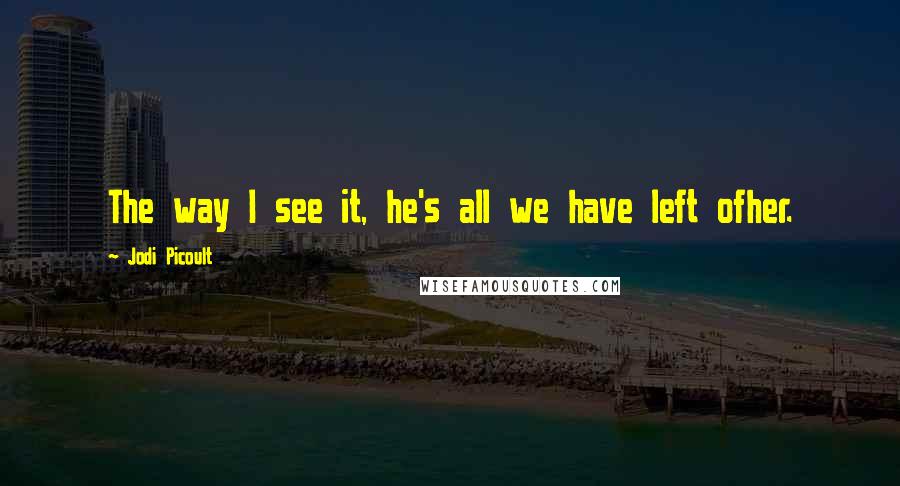 Jodi Picoult Quotes: The way I see it, he's all we have left ofher.