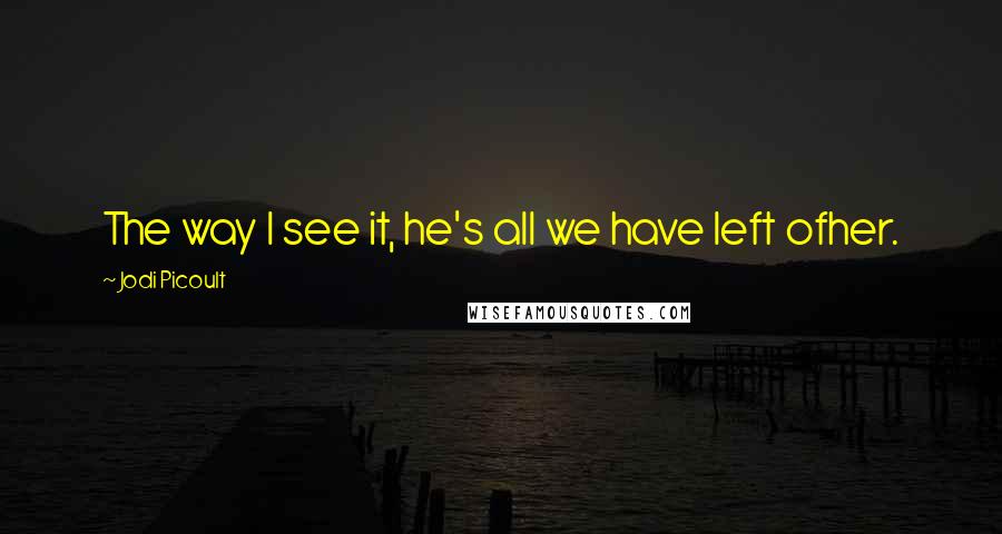 Jodi Picoult Quotes: The way I see it, he's all we have left ofher.