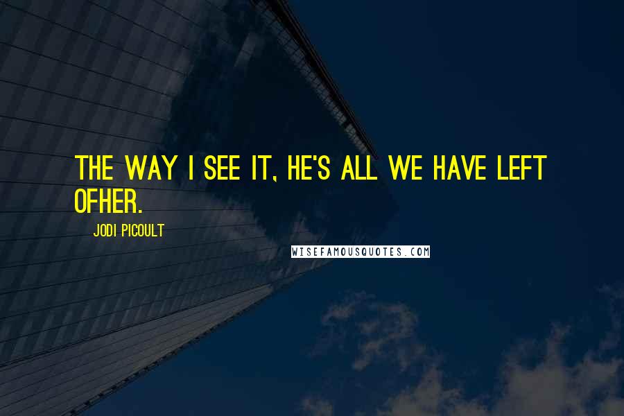 Jodi Picoult Quotes: The way I see it, he's all we have left ofher.