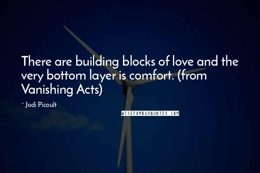 Jodi Picoult Quotes: There are building blocks of love and the very bottom layer is comfort. (from Vanishing Acts)