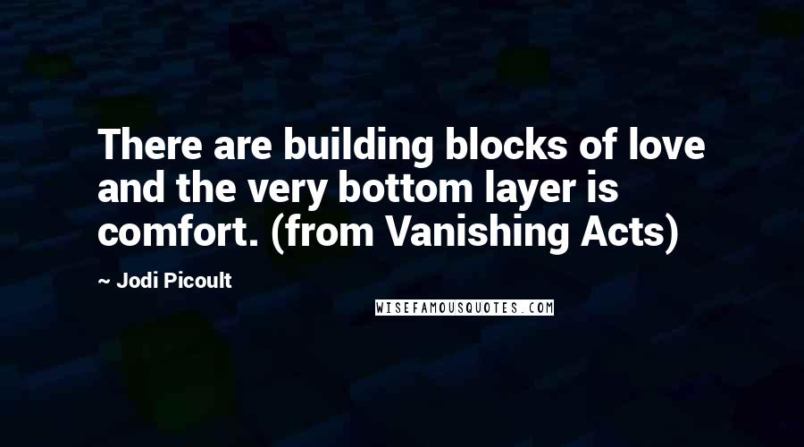 Jodi Picoult Quotes: There are building blocks of love and the very bottom layer is comfort. (from Vanishing Acts)