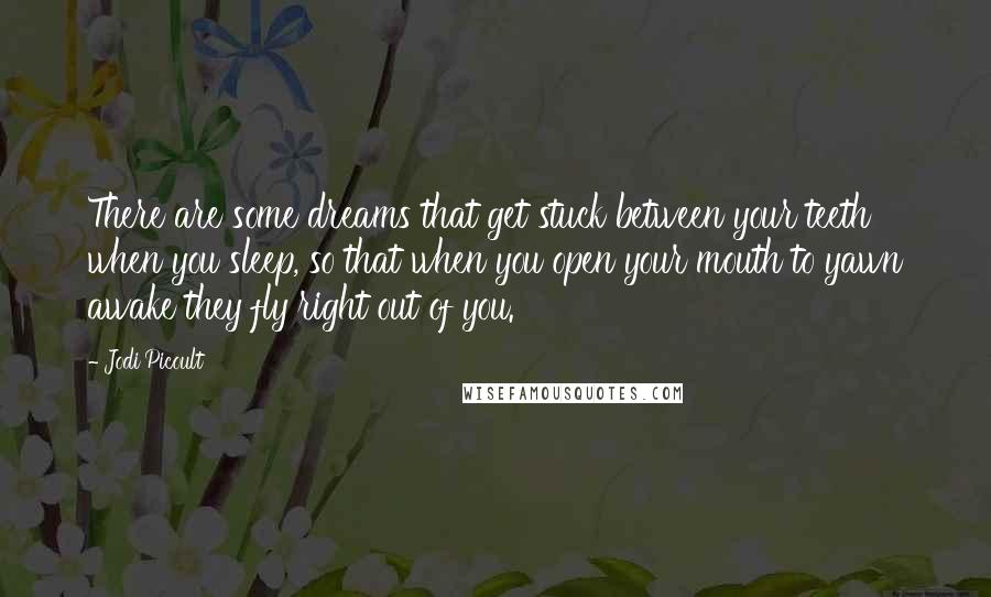 Jodi Picoult Quotes: There are some dreams that get stuck between your teeth when you sleep, so that when you open your mouth to yawn awake they fly right out of you.
