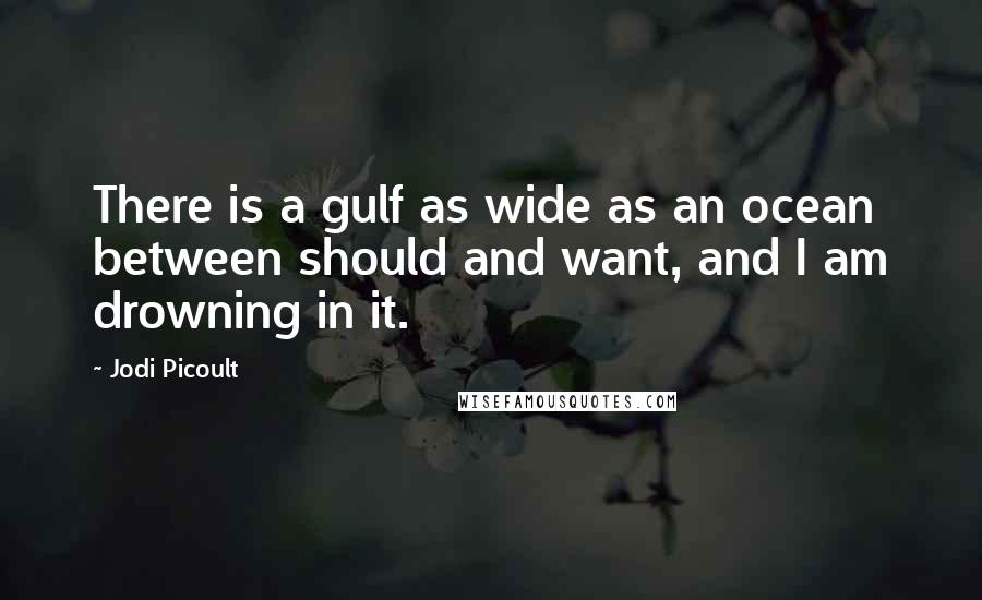 Jodi Picoult Quotes: There is a gulf as wide as an ocean between should and want, and I am drowning in it.