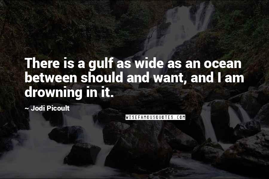 Jodi Picoult Quotes: There is a gulf as wide as an ocean between should and want, and I am drowning in it.