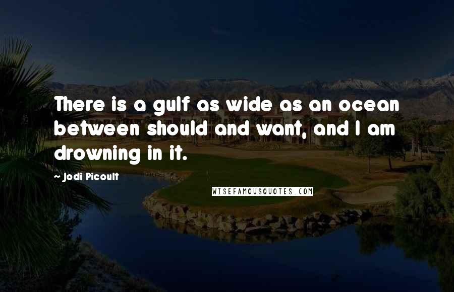 Jodi Picoult Quotes: There is a gulf as wide as an ocean between should and want, and I am drowning in it.