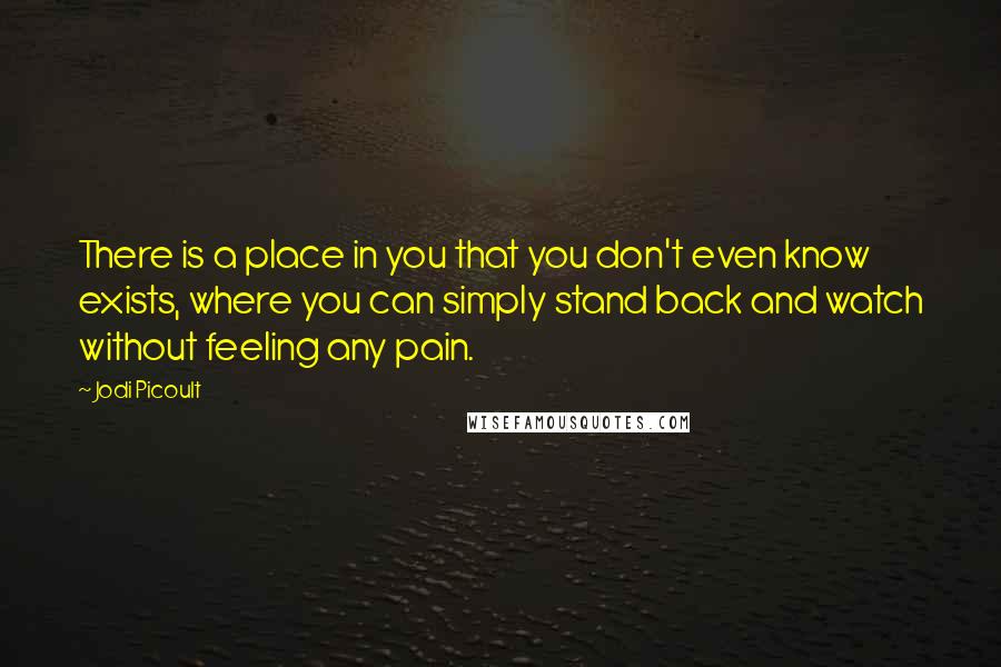 Jodi Picoult Quotes: There is a place in you that you don't even know exists, where you can simply stand back and watch without feeling any pain.