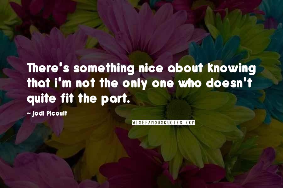 Jodi Picoult Quotes: There's something nice about knowing that i'm not the only one who doesn't quite fit the part.