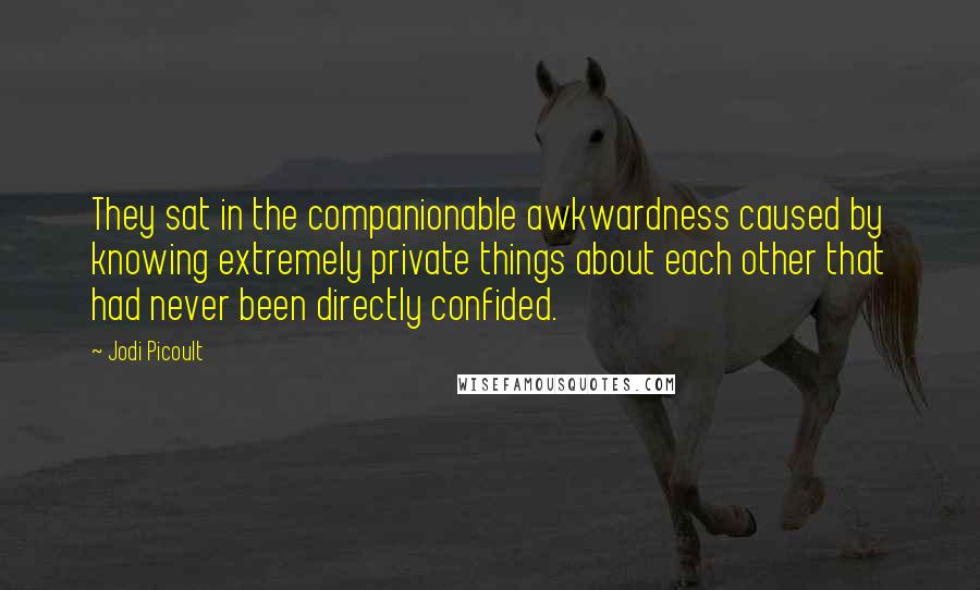 Jodi Picoult Quotes: They sat in the companionable awkwardness caused by knowing extremely private things about each other that had never been directly confided.