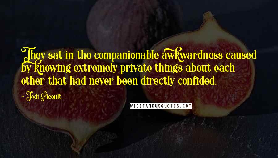 Jodi Picoult Quotes: They sat in the companionable awkwardness caused by knowing extremely private things about each other that had never been directly confided.