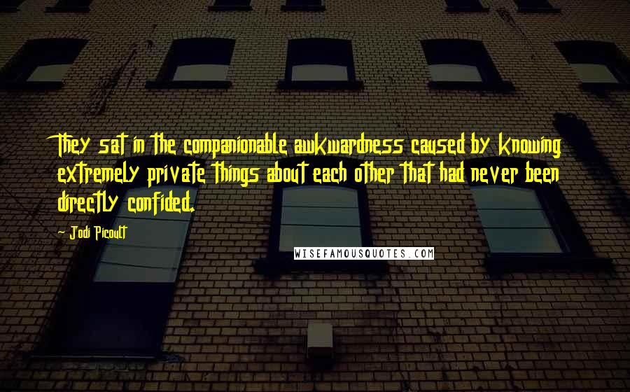 Jodi Picoult Quotes: They sat in the companionable awkwardness caused by knowing extremely private things about each other that had never been directly confided.