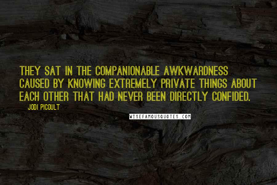 Jodi Picoult Quotes: They sat in the companionable awkwardness caused by knowing extremely private things about each other that had never been directly confided.