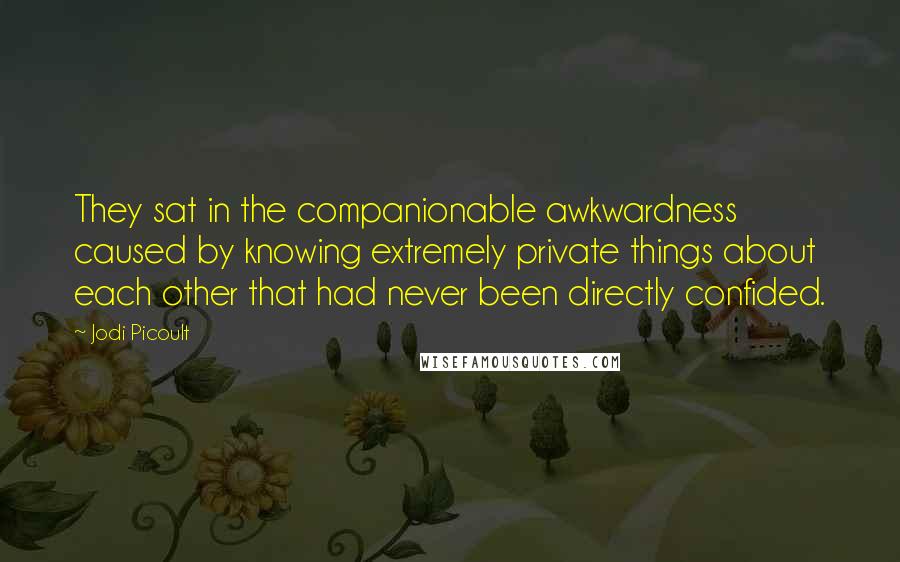 Jodi Picoult Quotes: They sat in the companionable awkwardness caused by knowing extremely private things about each other that had never been directly confided.