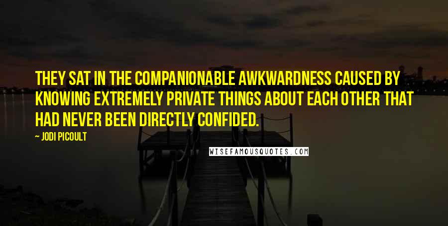 Jodi Picoult Quotes: They sat in the companionable awkwardness caused by knowing extremely private things about each other that had never been directly confided.